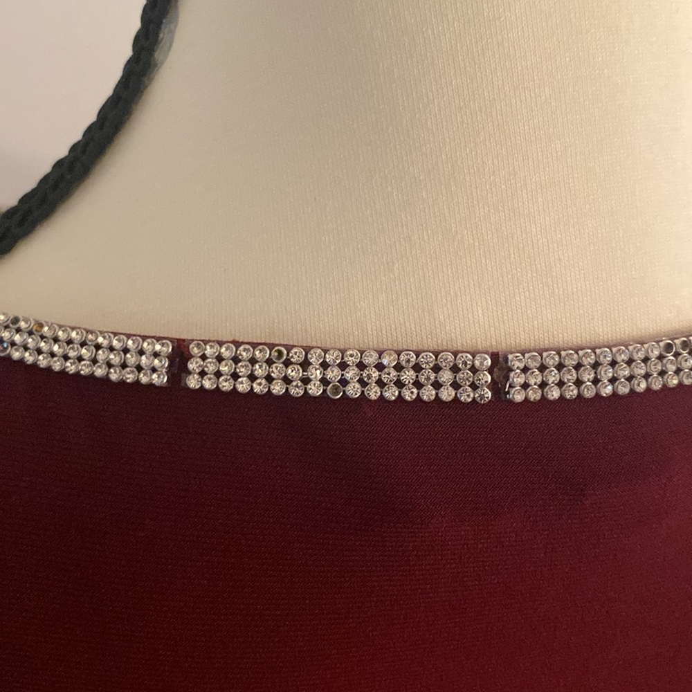 Badgley Mischka studio size small dress maroon with silver stones - Picture 8 of 15